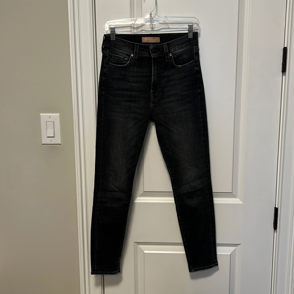 7 for all mankind black skinny ankle jeans